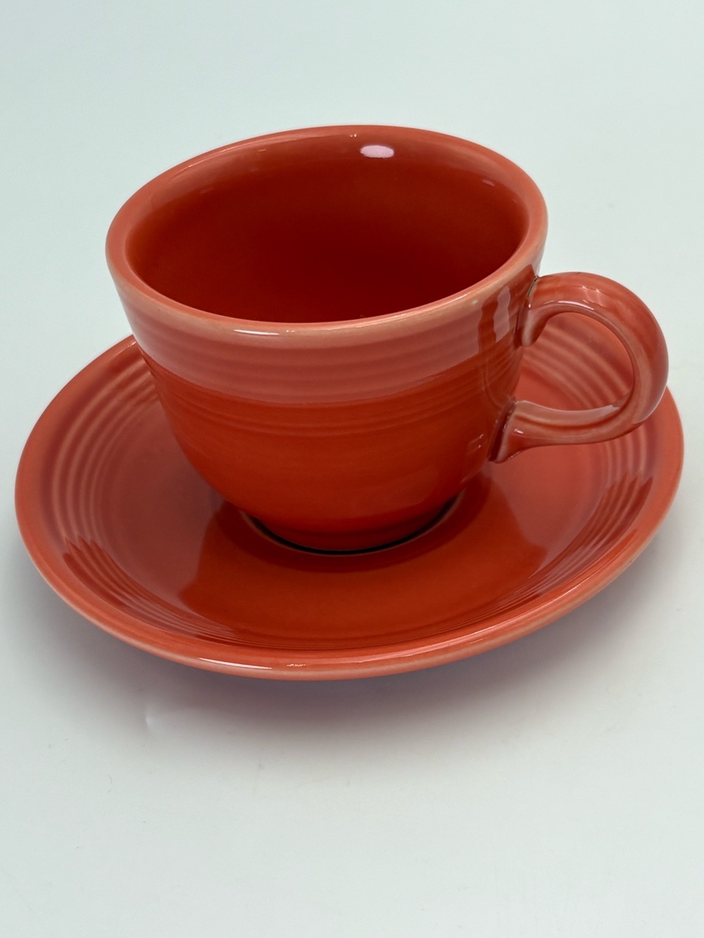 Fiesta by Homer Laughlin made in USA Orange Ceramic Cup & Saucer